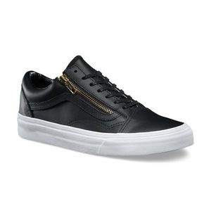 Vans Black Leather Old Skool Zip